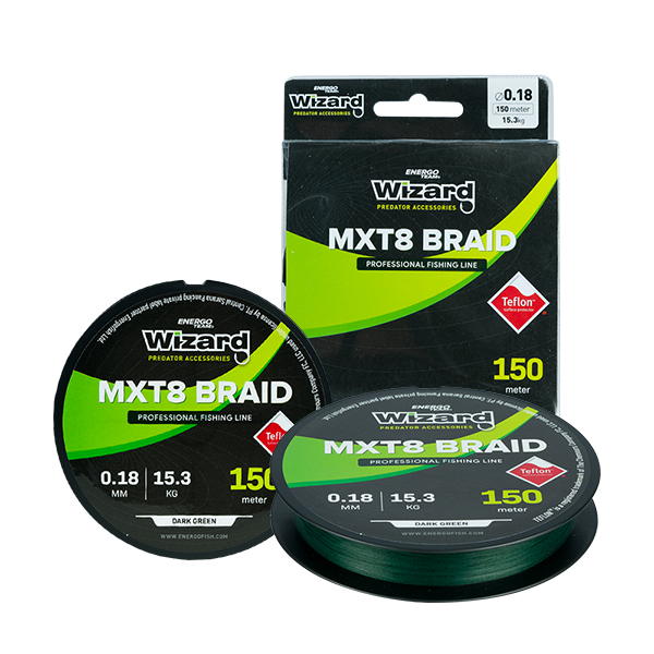 WIZARD MXT8 BRAID SÖTÉTZÖLD FONOTT ZSINÓR 150M