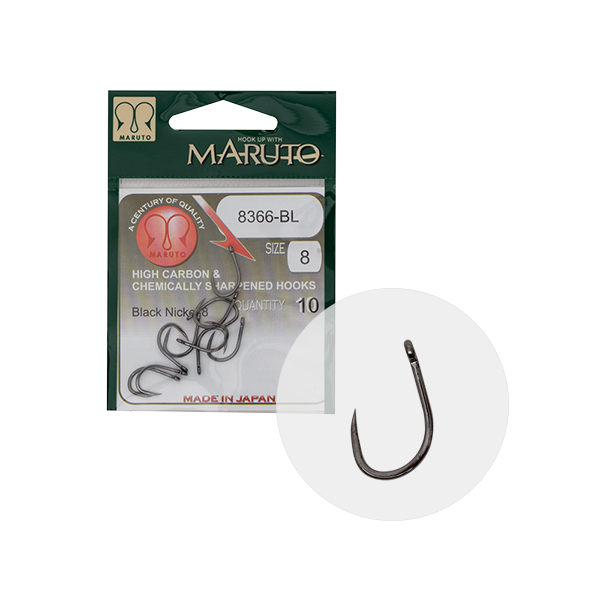 MARUTO HOROG 8366BL CARP HOOKS BARBLESS STRAIGHT EYE FORGED REVERSED RINGED HC BLACK NICKEL