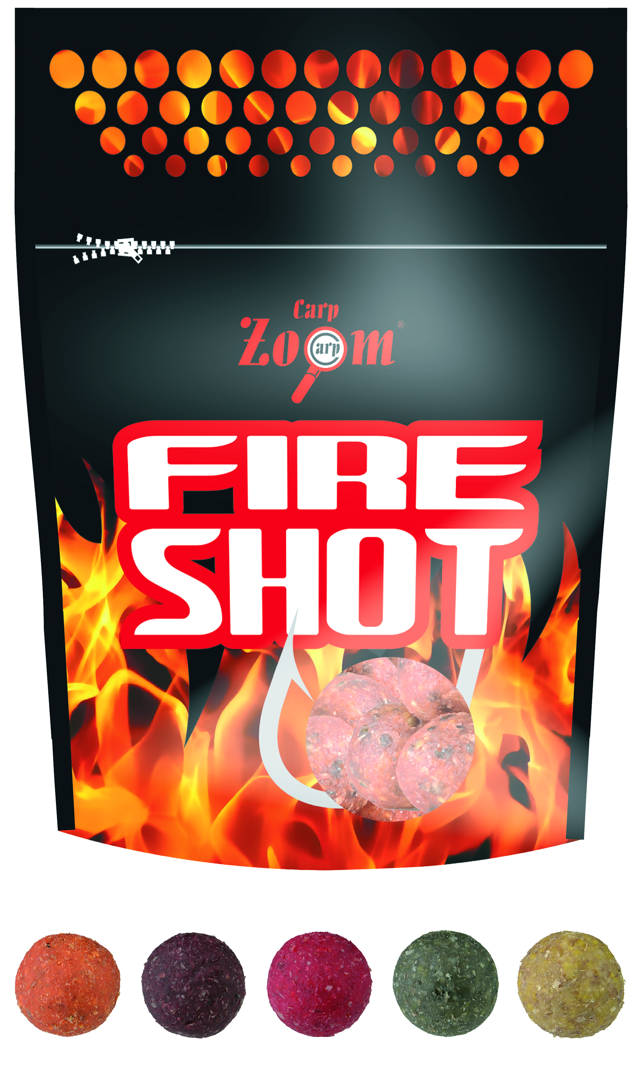 Carp Zoom Fire Shot - Csalizó bojli 16mm 120g